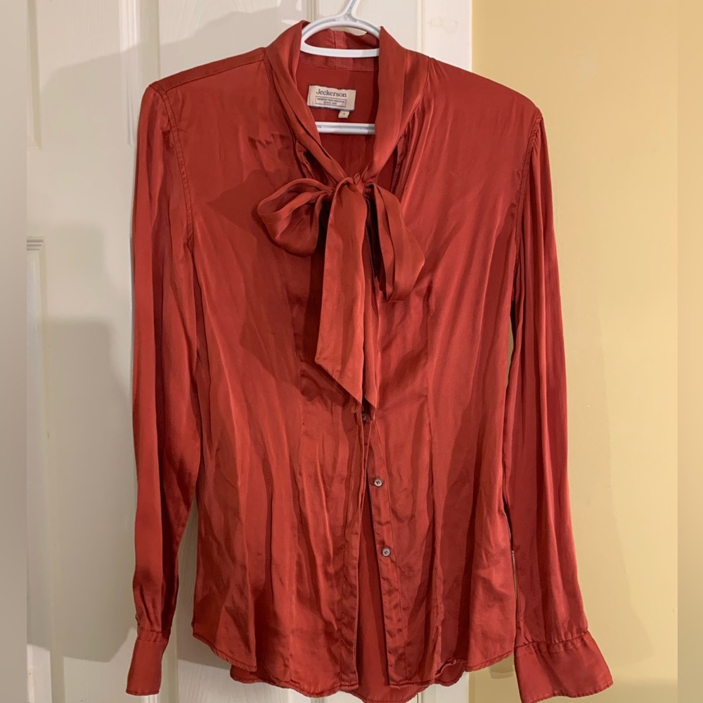 Jeckerson Red Tie Neck Blouse